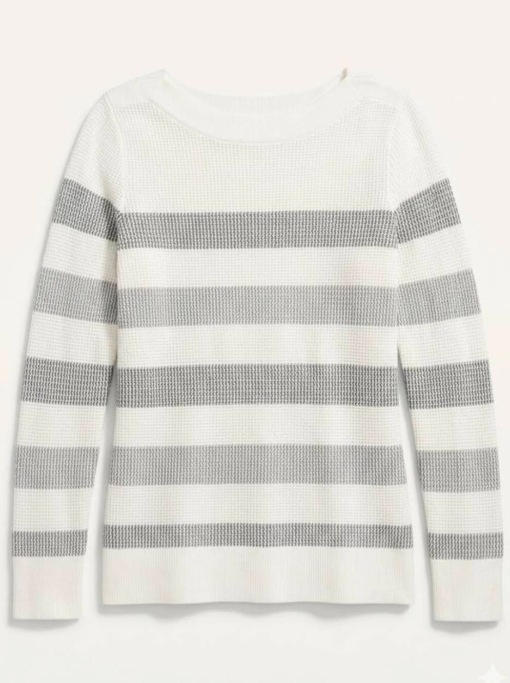 πΊοΈMarket & Spruce Cream & Gray Striped Tawnee Waffle Knit Sweater Small